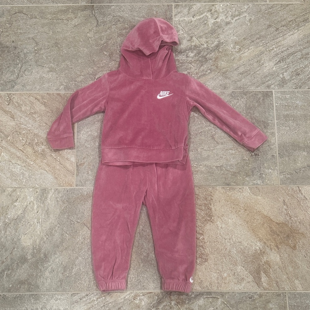 Nike Mauve Velour Hoodie and Jogger Set